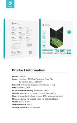 Film de protection avant souple en TPU intelligent pour écran pliable (20 pièces)
