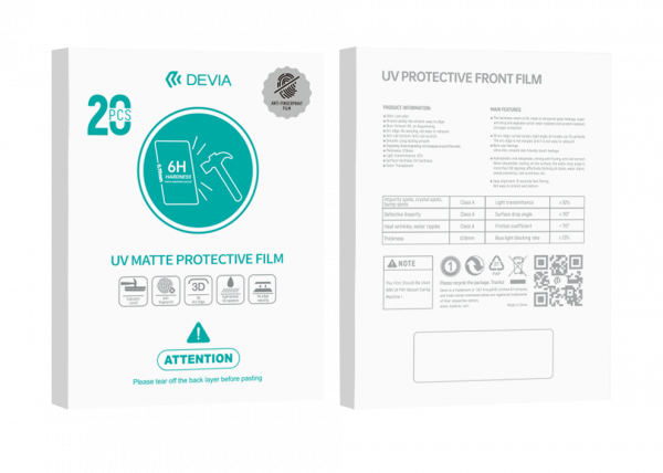 Film de protection avant mat UV intelligent (0,19 mm) (20 pièces)