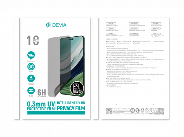 Film protecteur de confidentialité avant intelligent en TPU souple HD (10 pièces)